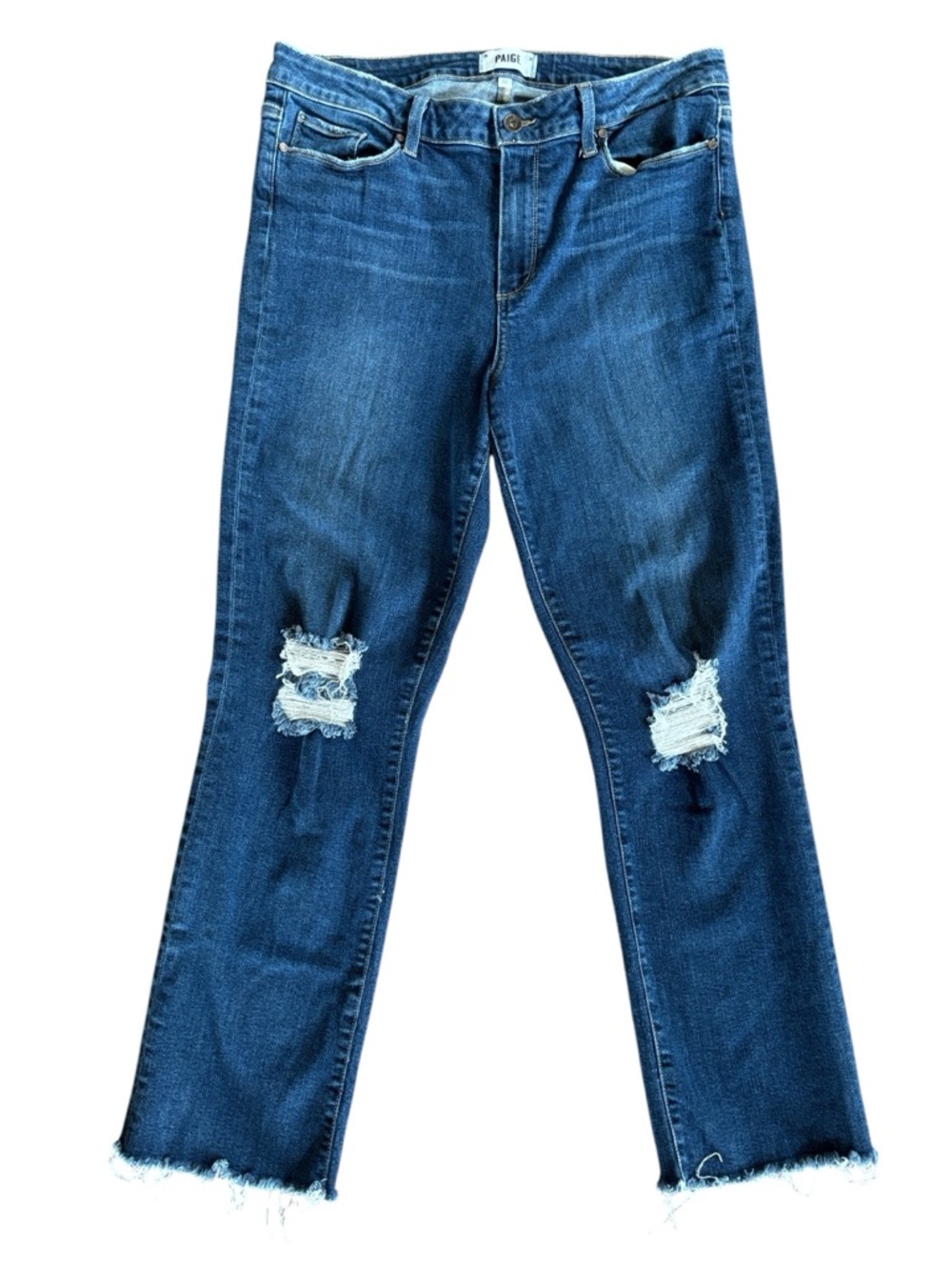 PAIGE Jacqueline‎ Straight Distressed Blue Ankle  Jeans Size 32